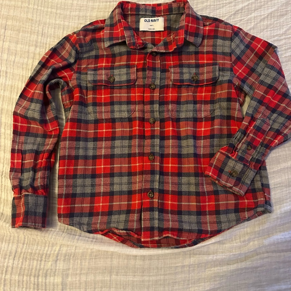 Old Navy Kids Red and Blue Plaid Shirt